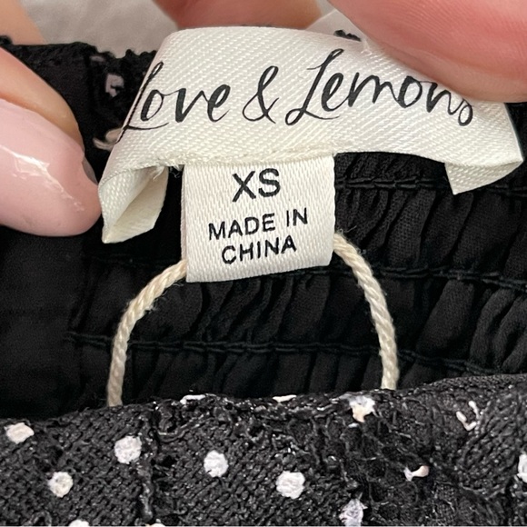 For Love & Lemons Clarisse Mini Dress Black & White Dot Size XS - Picture 5 of 7